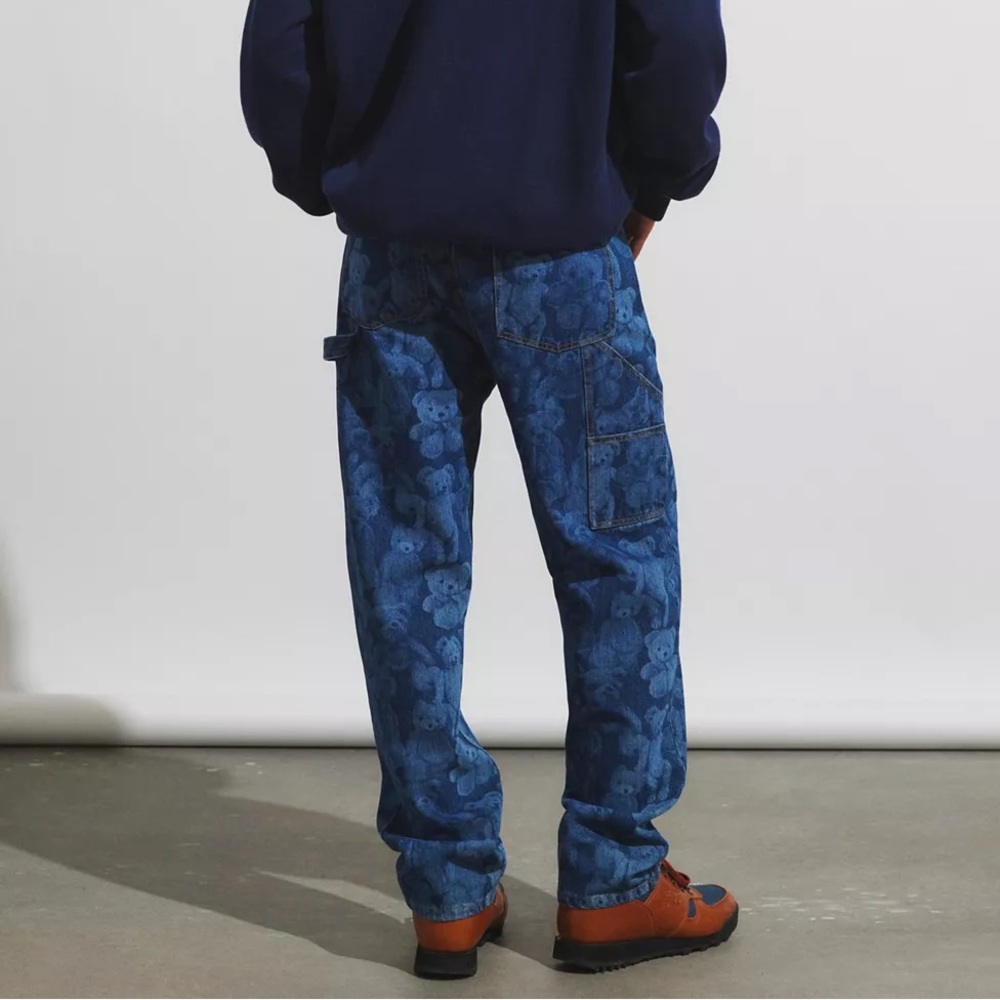 NWT Teddy Fresh Bear Print Carpenter Jeans in Blue - Picture 3 of 4